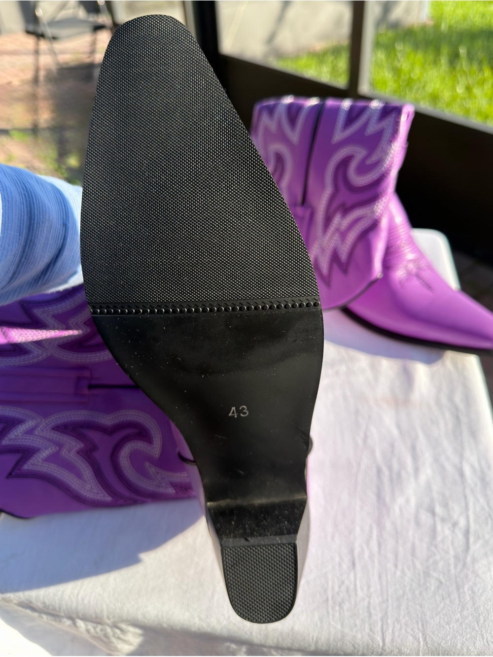 Purple Western Cowboy Boots Embroidered Pointed Toe EU 43 - Picture 8 of 12